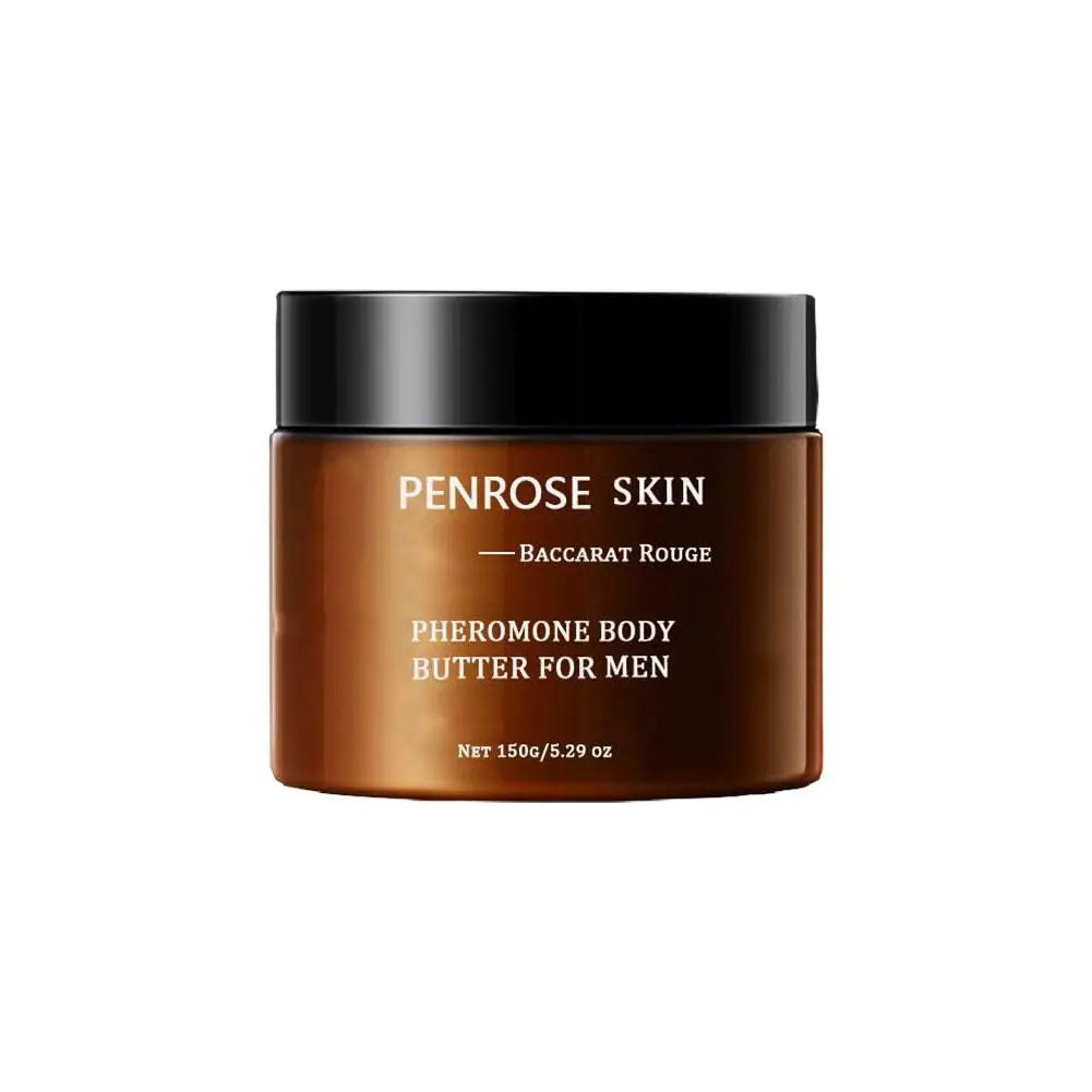 Beurre corporel pour hommes PENROSE SKIN 150g — Beurre de karité, phéromones et glycérine, crème hydratante pour peaux sèches et rugueuses, soin quotidien parfumé.