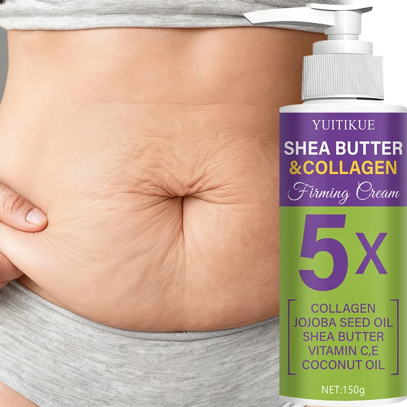 Lotion corporelle raffermissante au beurre de karité et au collagène 150g — Huile de jojoba, vitamines C & E, hydratation et nutrition intensives pour le soin complet du corps.