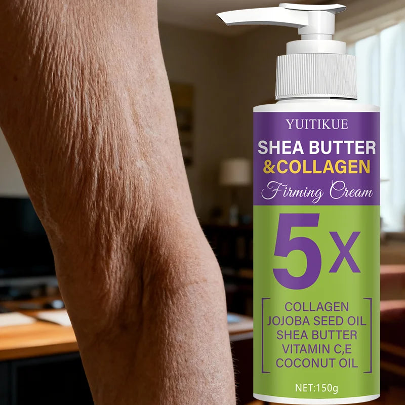 Lotion corporelle raffermissante au beurre de karité et au collagène 150g — Huile de jojoba, vitamines C & E, hydratation et nutrition intensives pour le soin complet du corps.