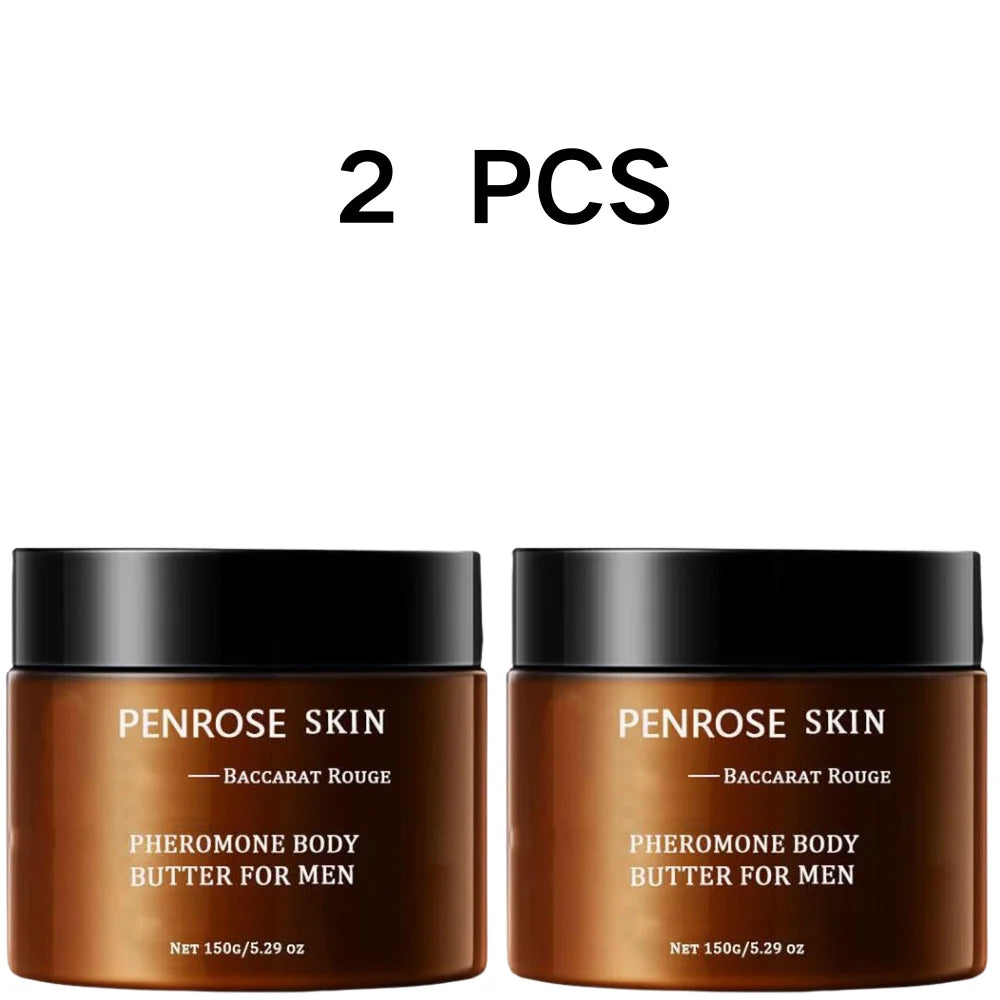 Beurre corporel pour hommes PENROSE SKIN 150g — Beurre de karité, phéromones et glycérine, crème hydratante pour peaux sèches et rugueuses, soin quotidien parfumé.