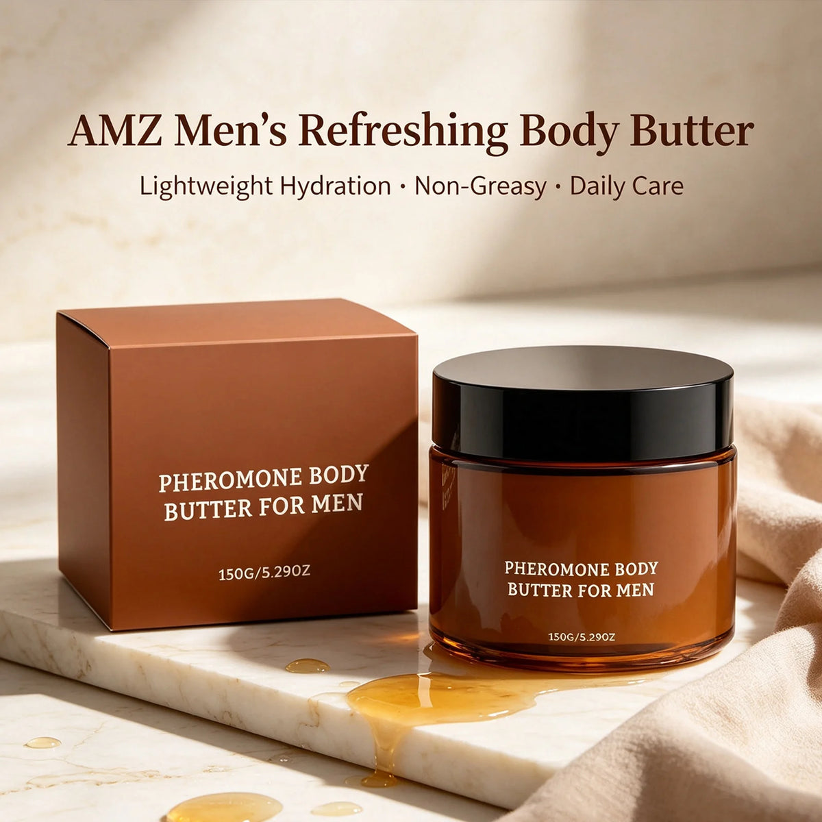 Beurre corporel aux phéromones pour hommes — Apaise la sécheresse, améliore la douceur de la peau, hydratation longue durée, lotion corps hydratante à absorption rapide.