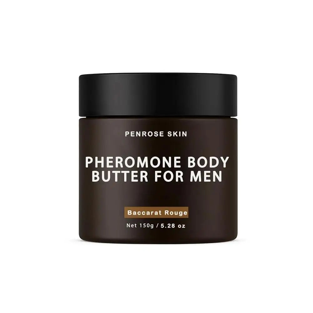 Beurre corporel aux phéromones PENROSE SKIN pour hommes 150g — Parfum rouge longue durée, beurre de karité et huile de jojoba, crème corps hydratante et nourrissante.